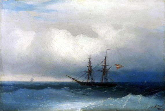 Stormy waters near Biarritz by Ivan Aivazovsky, oil painting reproduction on canvas Stormy waters near Biarritz by Ivan Aivazovsky