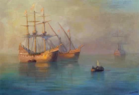 The Arrival of Columbus' Flotilla, 1880 by Ivan Aivazovsky