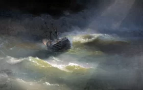 The ship "Maria" in the storm 1892 by Ivan Aivazovsky