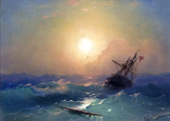 A ship in distress by Ivan Aivazovsky, oil painting reproduction on canvas A ship in distress by Ivan Aivazovsky