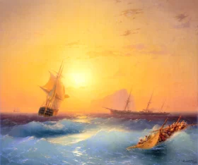 American Shipping off the Rock of Gibraltar 1873 by Ivan Aivazovsky