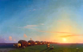 Broad landscape with settlers 1856 by Ivan Aivazovsky Broad landscape with settlers 1856 by Ivan Aivazovsky