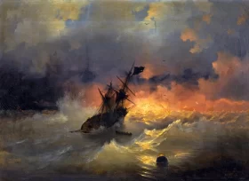 Hip at Sea at Sunset, 1846 by Ivan Aivazovsky