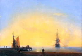 In the roads. Evening 1867 by Ivan Aivazovsky
