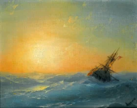 Ship at Sunset by Ivan Aivazovsky