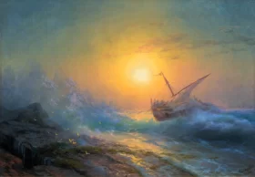 Stormy Sea at sunset 1896 by Ivan Aivazovsky