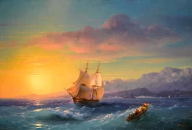 Ship at Sunset off Cap Martin by Ivan Aivazovsky Ship at Sunset off Cap Martin by Ivan Aivazovsky