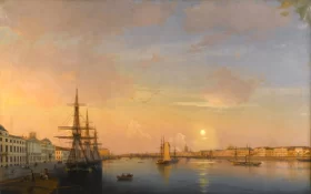 St. Petersburg - Galleon on the docks 1850 by Ivan Aivazovsky St. Petersburg - Galleon on the docks 1850 by Ivan Aivazovsky
