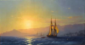 Sunset at sea 1877 by Ivan Aivazovsky Sunset at sea 1877 by Ivan Aivazovsky