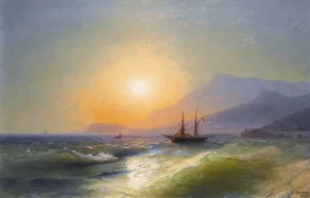 View From Cap Martin with Monaco in the Distance by Ivan Aivazovsky View From Cap Martin with Monaco in the Distance by Ivan Aivazovsky