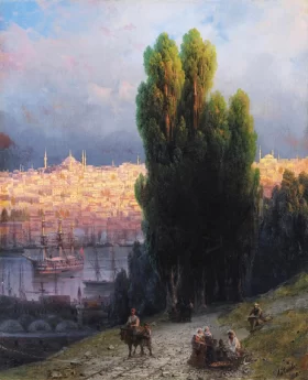 Constantinople, View of the Golden Horn with a self-portrait of the artist sketching by Ivan Aivazovsky Constantinople, View of the Golden Horn with a self-portrait of the artist sketching by Ivan Aivazovsky