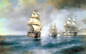 Brig Mercury attacked by two Turkish ships 1892 by Ivan Aivazovsky Brig Mercury attacked by two Turkish ships 1892 by Ivan Aivazovsky