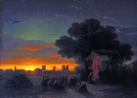 View in Crimea at sunset 1862 by Ivan Aivazovsky