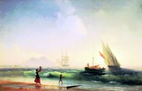 Meeting of fishermen on the coast of the Gulf of Naples, 1842 by Ivan Aivazovsky