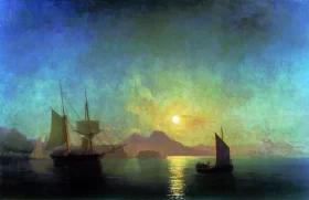 View of Vesuvius on a moonlit night 1858 by Ivan Aivazovsky