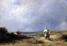 Landscape with Cottage and Figures by John Constable