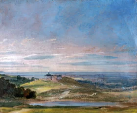 Buildings on rising ground near Hampstead 1821 by John Constable