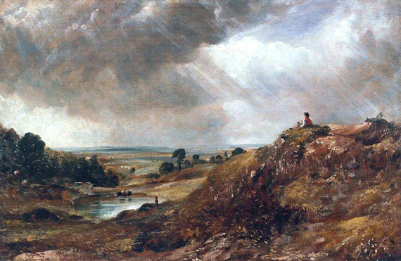 Branch Hill Pond, Hampstead Heath, with a Boy Sitting on a Bank 1825 by John Constable, oil painting reproduction on canvas Branch Hill Pond, Hampstead Heath, with a Boy Sitting on a Bank 1825 by John Constable