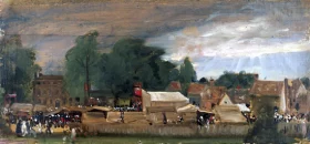 A Village Fair, probably at East Bergholt 1811 by John Constable A Village Fair, probably at East Bergholt 1811 by John Constable