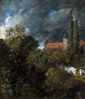 View in a Garden with a red house beyond 1821 by John Constable View in a Garden with a red house beyond 1821 by John Constable