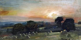 A Hayfield near East Bergholt at Sunset by John Constable