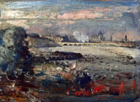 Sketch "The Opening of Waterloo Bridge Seen from Whitehall Stairs, June 18th 1817" by John Constable