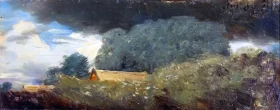 Landscape, with Trees and Cottages under a Lowering Sky 1812 by John Constable