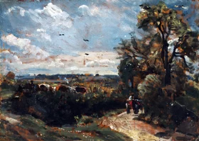 A Cart on a lane at Flatford by John Constable