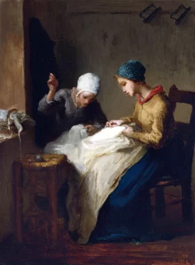 The Young Seamstresses by Francois Millet The Young Seamstresses by Francois Millet