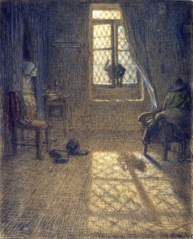 Le Chat or the Cat At the Window by Francois Millet Le Chat or the Cat At the Window by Francois Millet