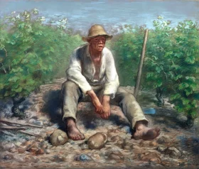 Vineyard Labourer Resting by Francois Millet Vineyard Labourer Resting by Francois Millet