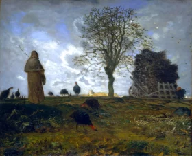 Autumn Landscape with a Flock of Turkeys by Francois Millet