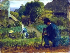 Garden Scene by Francois Millet