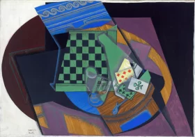Checkerboard and playing cards 1915 by Juan Gris Checkerboard and playing cards 1915 by Juan Gris
