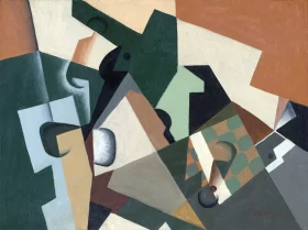 Glass and Checkerboard 1917 by Juan Gris Glass and Checkerboard 1917 by Juan Gris