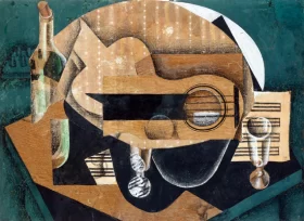 A Guitar, Glasses and a Bottle 1913 by Juan Gris A Guitar, Glasses and a Bottle 1913 by Juan Gris