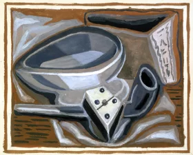 Pipe and Domino 1924 by Juan Gris Pipe and Domino 1924 by Juan Gris