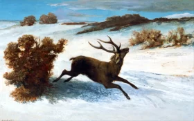 Deer Running in the Snow by Gustave Courbet Deer Running in the Snow by Gustave Courbet