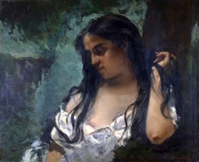 Gypsy in Reflection 1869 by Gustave Courbet