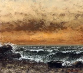 Beach Scene with a Boat by Gustave Courbet Beach Scene with a Boat by Gustave Courbet