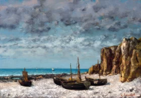Boats On a Beach, Etretat by Gustave Courbet Boats On a Beach, Etretat by Gustave Courbet