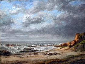 View of a Rough Sea Near a Cliff 1873 by Gustave Courbet