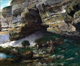 Rocky Landscape with Deer by Gustave Courbet