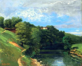 Château au Bord De La Rivière by Gustave Courbet Château au Bord De La Rivière by Gustave Courbet