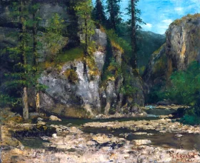 Mountainous Landscape with Stream by Gustave Courbet