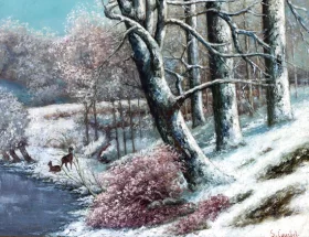 La Forêt En Hiver by Gustave Courbet