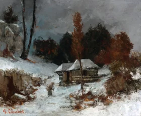 Porteuse De Fagots Dans Un Paysage De Neige by Gustave Courbet