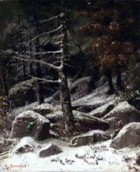 Wooded Hillside in Winter by Gustave Courbet