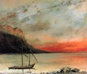 Sunset On Lake Leman by Gustave Courbet