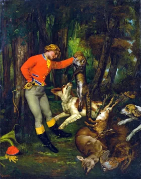After the Hunt 1859 by Gustave Courbet